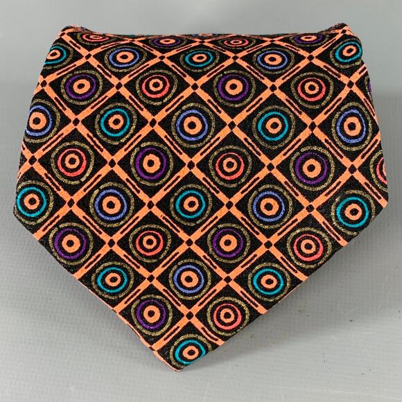 VERSACE Pink Multi-Color Geometric Silk Tie - Picture 1 of 8